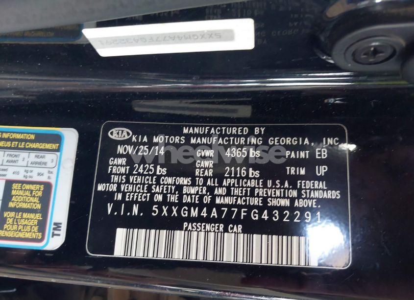 Photo 9 of 2015 Kia Optima LX (VIN 5XXGM4A77FG432291)