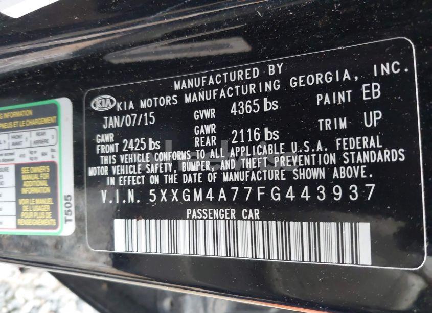 Photo 9 of 2015 Kia Optima LX (VIN 5XXGM4A77FG443937)