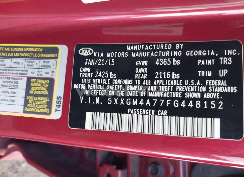 Photo 9 of 2015 Kia Optima LX (VIN 5XXGM4A77FG448152)