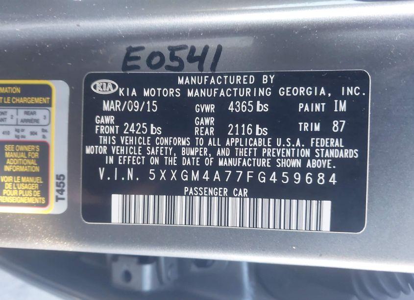 Photo 9 of 2015 Kia Optima LX (VIN 5XXGM4A77FG459684)