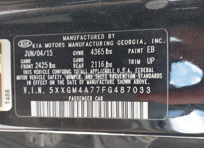 Photo 9 of 2015 Kia Optima LX (VIN 5XXGM4A77FG487033)