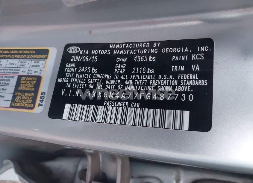 Photo 9 of 2015 Kia Optima LX (VIN 5XXGM4A77FG487730)