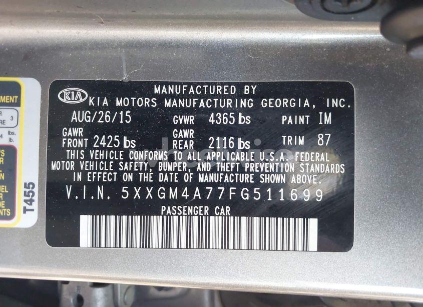 Photo 9 of 2015 Kia Optima LX (VIN 5XXGM4A77FG511699)