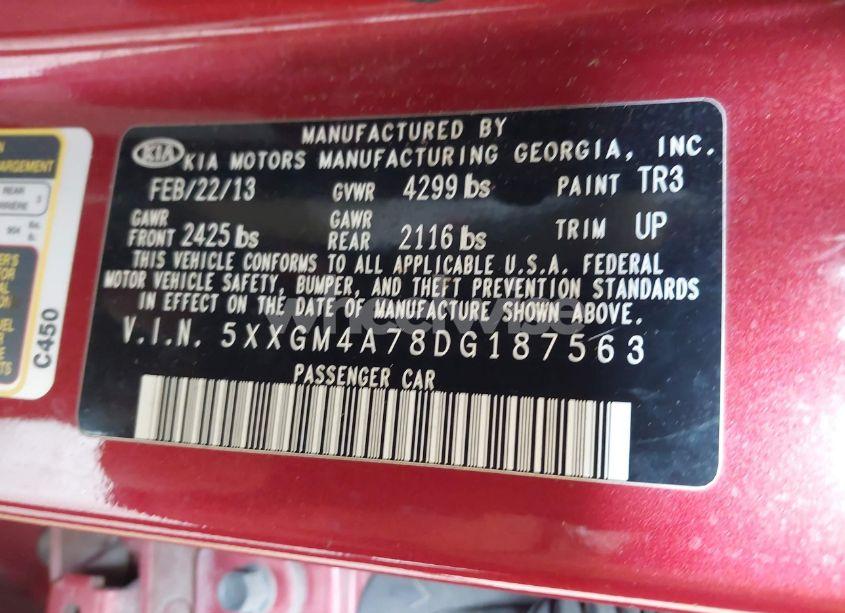 Photo 9 of 2013 Kia Optima LX (VIN 5XXGM4A78DG187563)