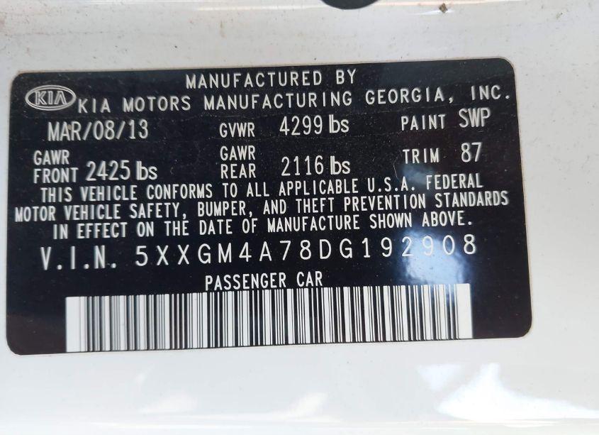 Photo 9 of 2013 Kia Optima LX (VIN 5XXGM4A78DG192908)