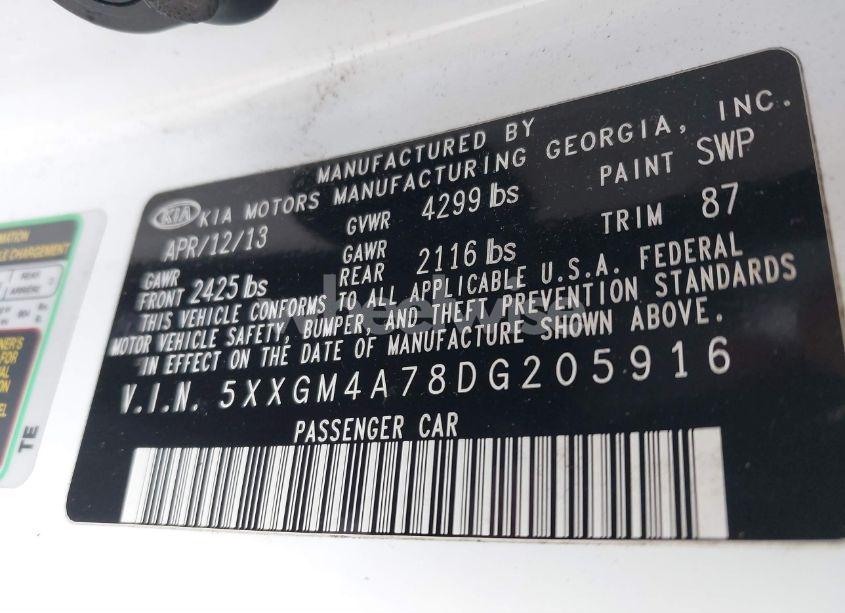 Photo 9 of 2013 Kia Optima LX (VIN 5XXGM4A78DG205916)