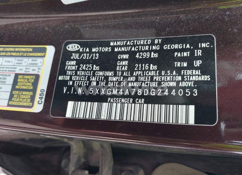 Photo 9 of 2013 Kia Optima LX (VIN 5XXGM4A78DG244053)