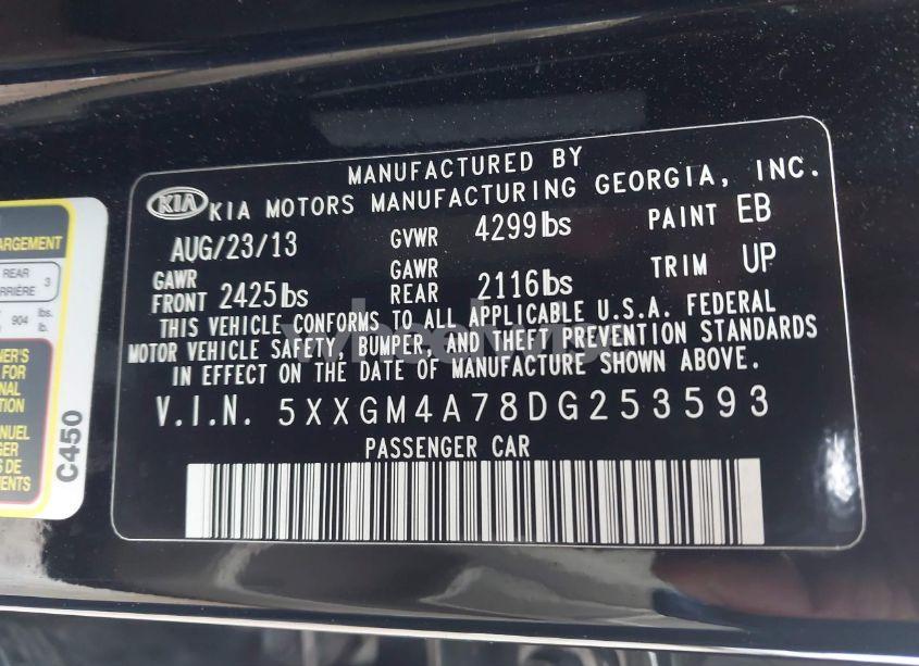 Photo 9 of 2013 Kia Optima LX (VIN 5XXGM4A78DG253593)