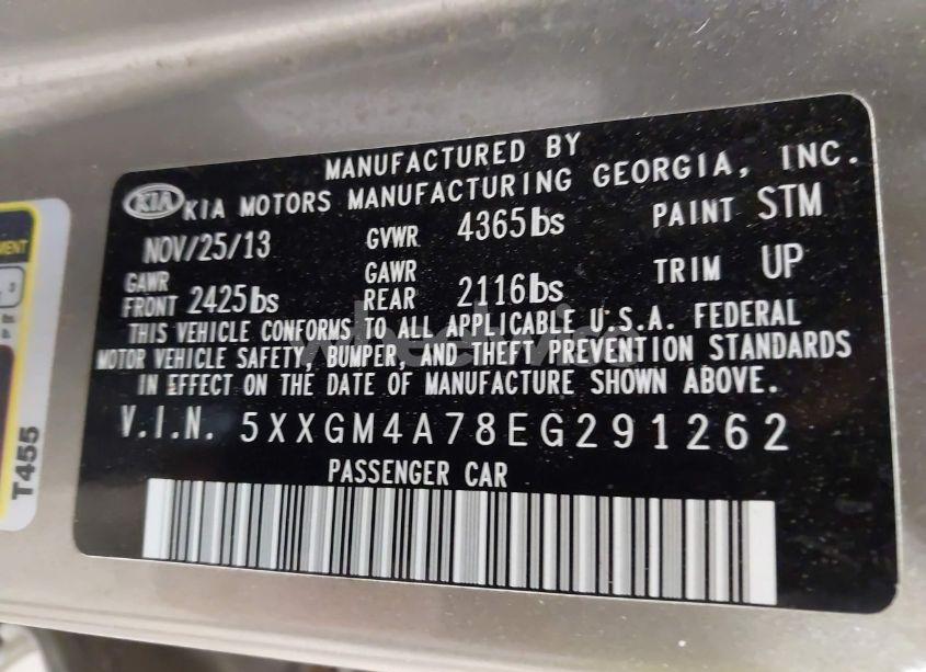 Photo 9 of 2014 Kia Optima LX (VIN 5XXGM4A78EG291262)