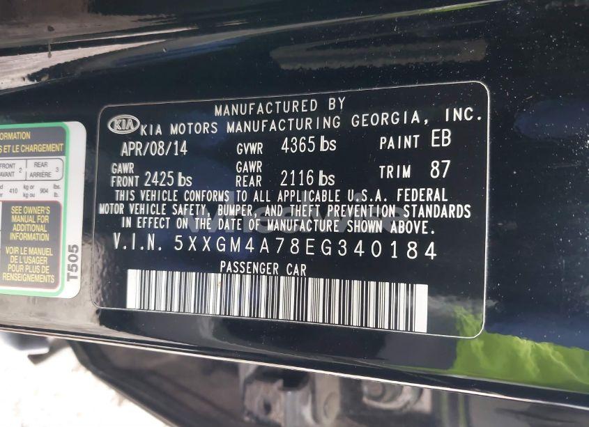 Photo 9 of 2014 Kia Optima LX (VIN 5XXGM4A78EG340184)