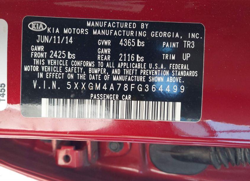 Photo 9 of 2015 Kia Optima LX (VIN 5XXGM4A78FG364499)