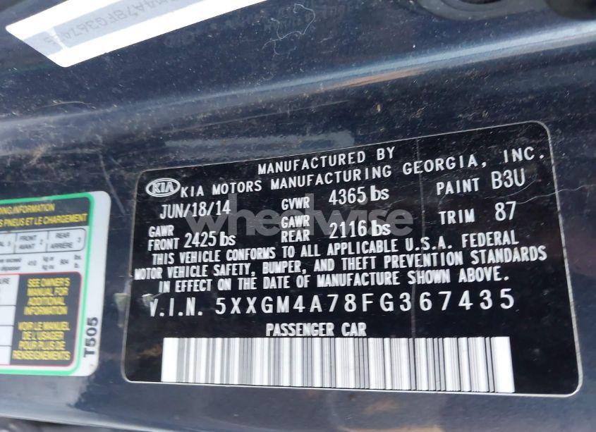 Photo 9 of 2015 Kia Optima LX (VIN 5XXGM4A78FG367435)