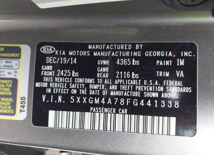 Photo 9 of 2015 Kia Optima LX (VIN 5XXGM4A78FG441338)