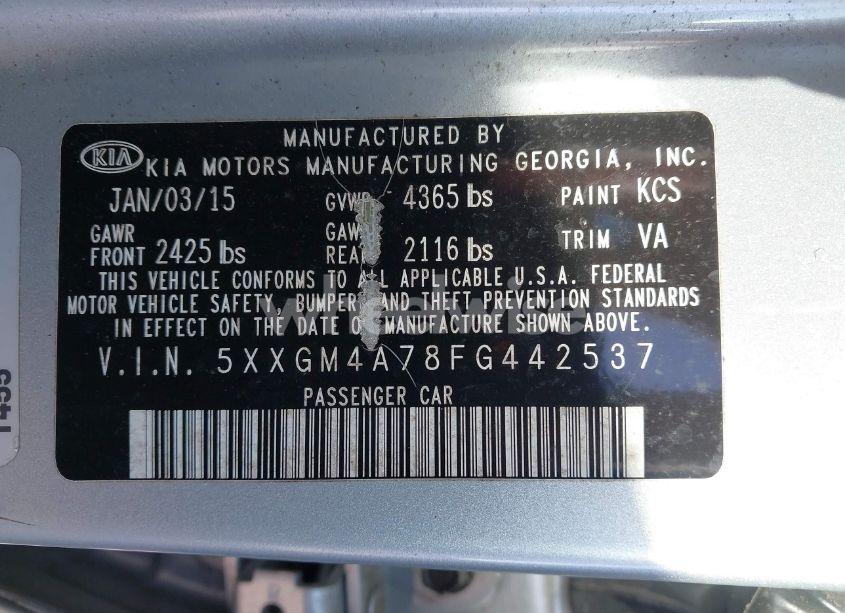 Photo 9 of 2015 Kia Optima LX (VIN 5XXGM4A78FG442537)