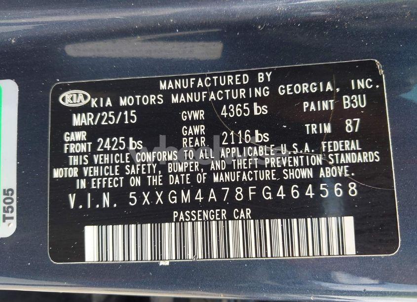 Photo 9 of 2015 Kia Optima LX (VIN 5XXGM4A78FG464568)