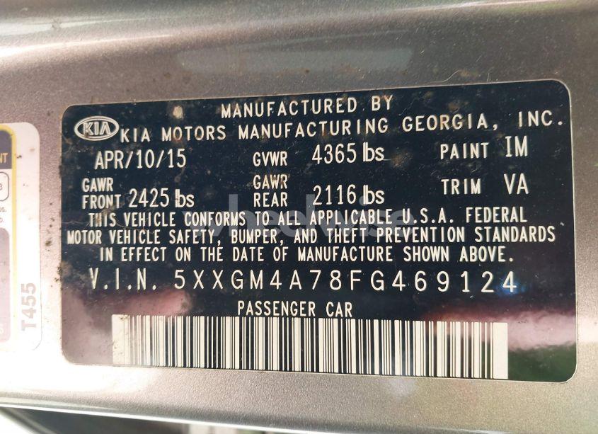 Photo 9 of 2015 Kia Optima LX (VIN 5XXGM4A78FG469124)