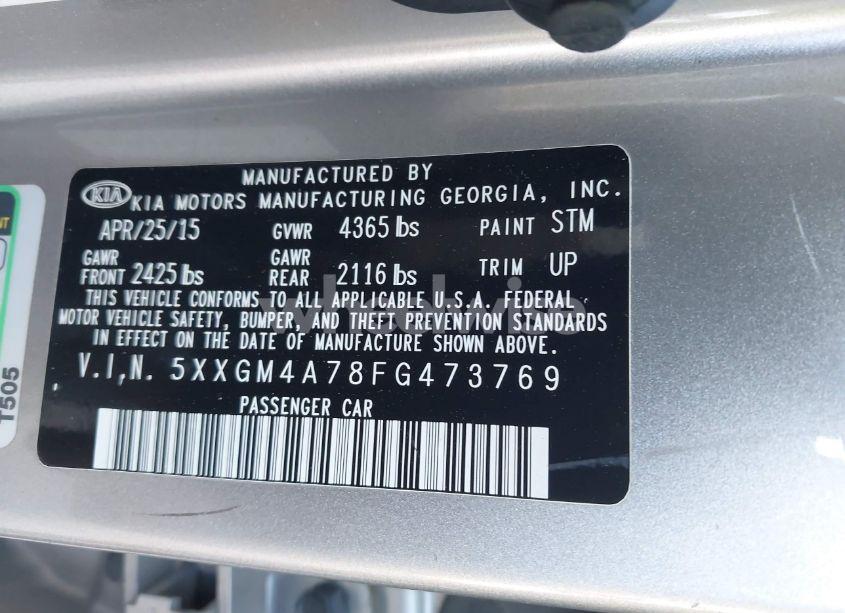 Photo 9 of 2015 Kia Optima LX (VIN 5XXGM4A78FG473769)