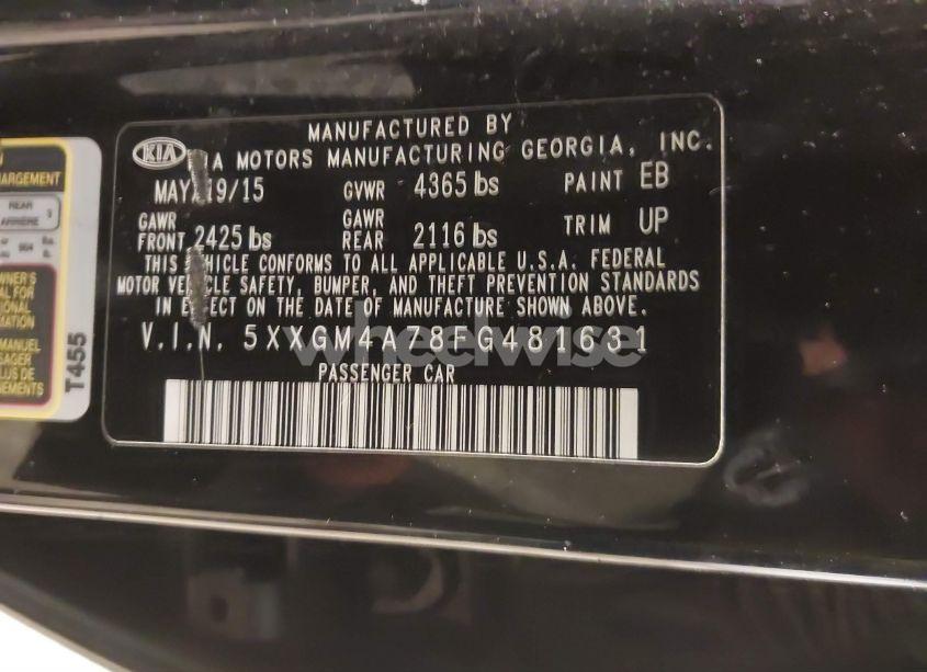 Photo 9 of 2015 Kia Optima LX (VIN 5XXGM4A78FG481631)