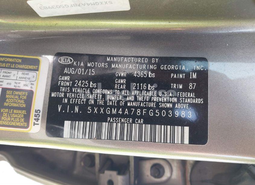 Photo 9 of 2015 Kia Optima LX (VIN 5XXGM4A78FG503983)