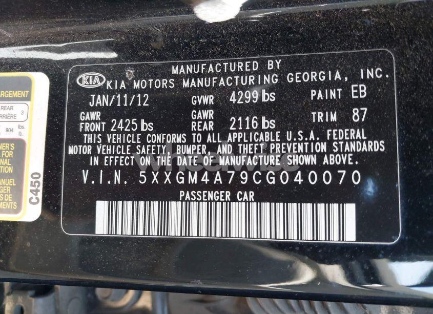 Photo 9 of 2012 Kia Optima LX (VIN 5XXGM4A79CG040070)