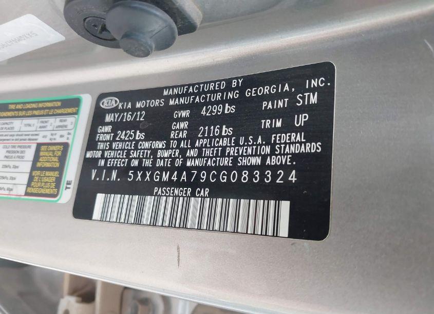 Photo 9 of 2012 Kia Optima LX (VIN 5XXGM4A79CG083324)