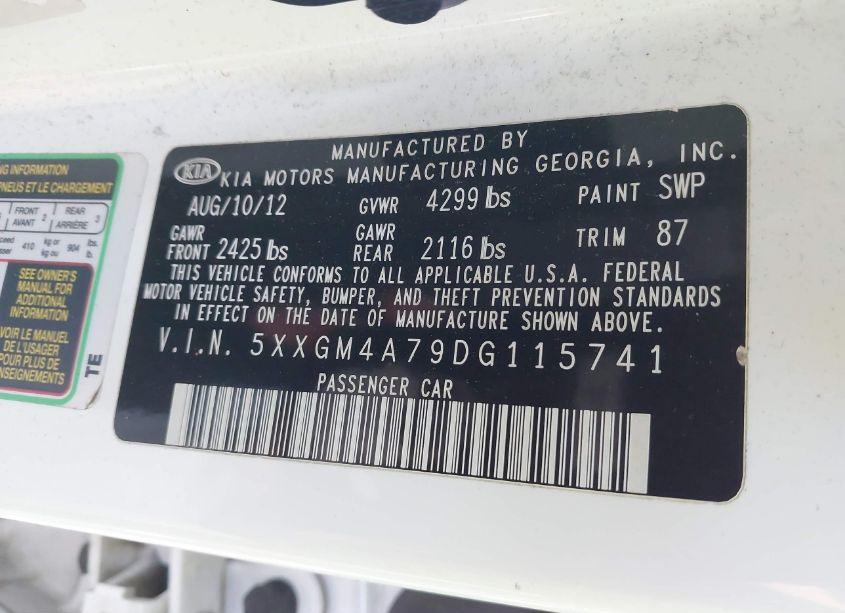 Photo 9 of 2013 Kia Optima LX (VIN 5XXGM4A79DG115741)