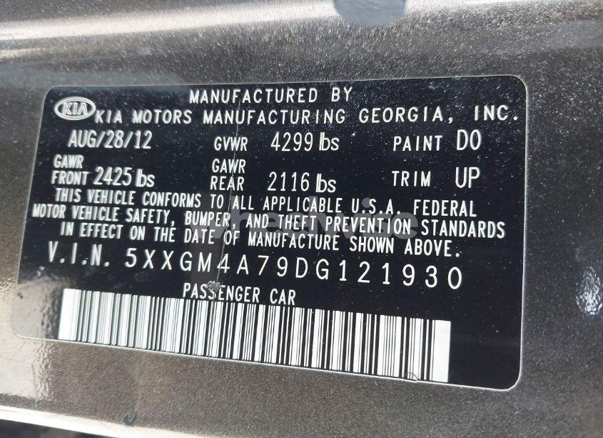 Photo 9 of 2013 Kia Optima LX (VIN 5XXGM4A79DG121930)