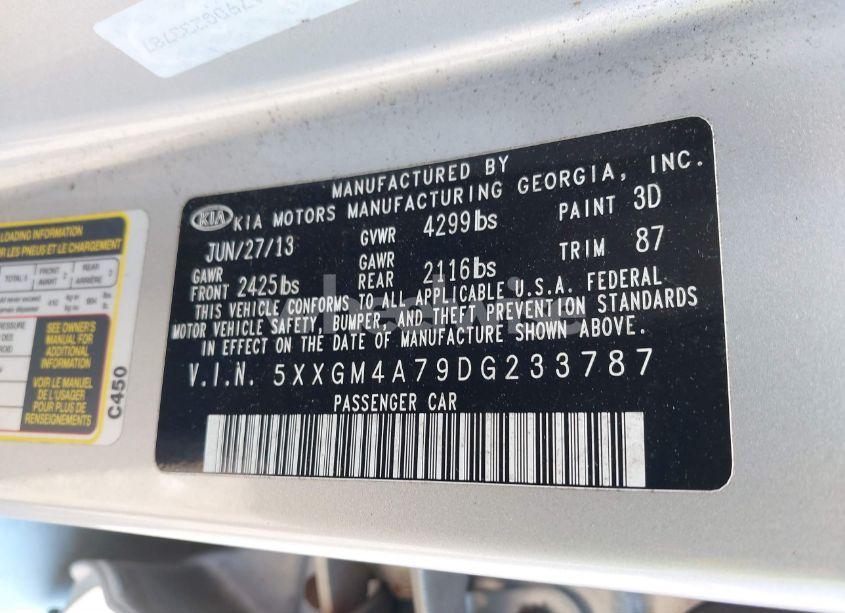 Photo 9 of 2013 Kia Optima LX (VIN 5XXGM4A79DG233787)