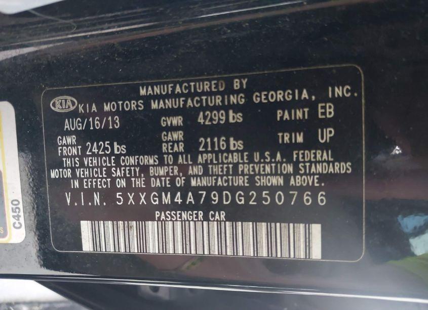 Photo 9 of 2013 Kia Optima LX (VIN 5XXGM4A79DG250766)
