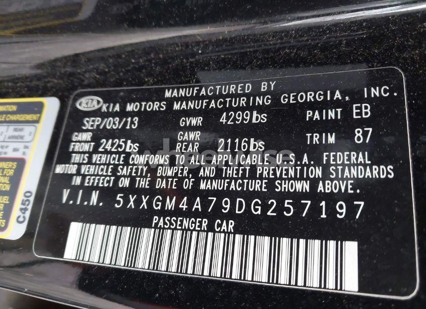Photo 9 of 2013 Kia Optima LX (VIN 5XXGM4A79DG257197)