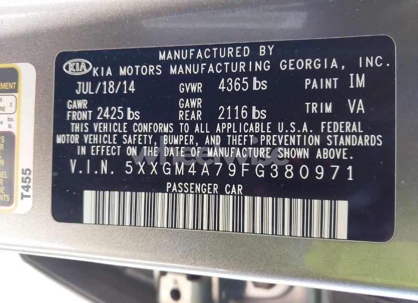 Photo 9 of 2015 Kia Optima LX (VIN 5XXGM4A79FG380971)