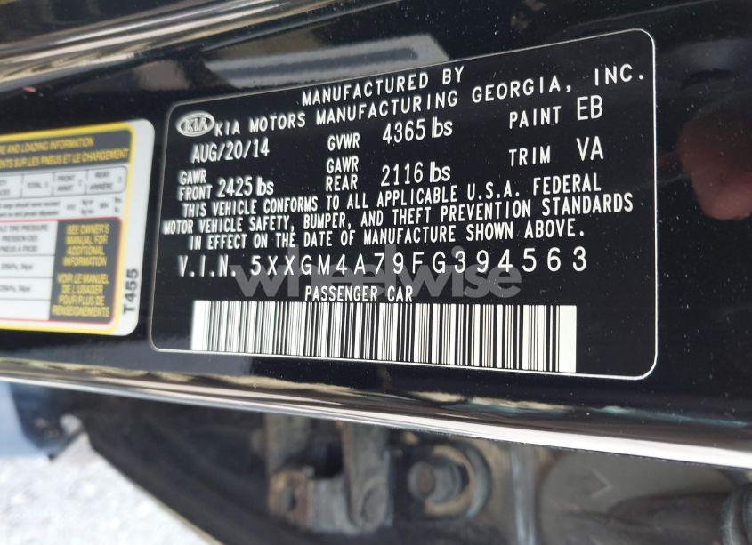 Photo 9 of 2015 Kia Optima LX (VIN 5XXGM4A79FG394563)