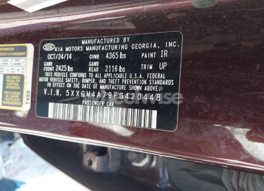 Photo 9 of 2015 Kia Optima LX (VIN 5XXGM4A79FG420448)