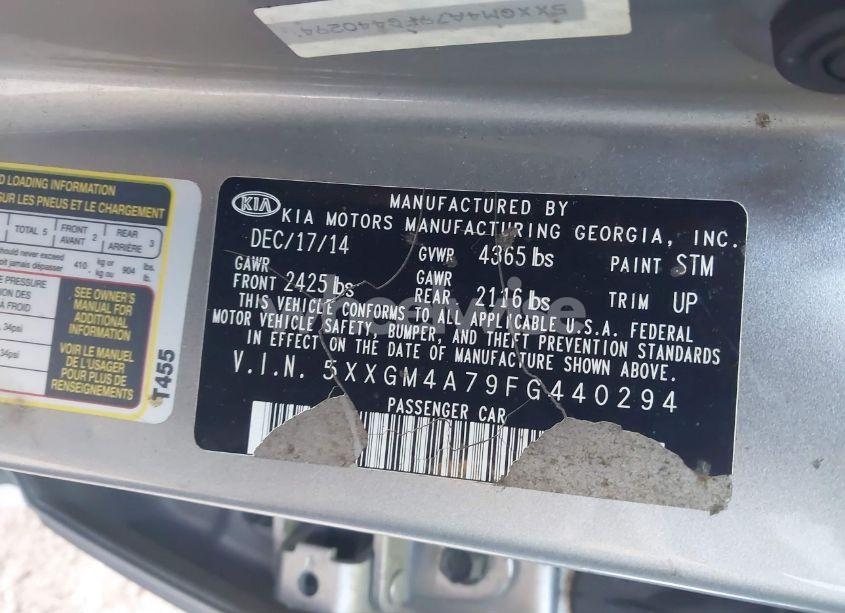 Photo 9 of 2015 Kia Optima LX (VIN 5XXGM4A79FG440294)