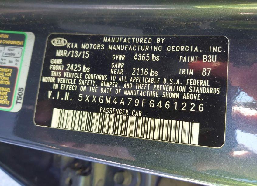 Photo 9 of 2015 Kia Optima LX (VIN 5XXGM4A79FG461226)