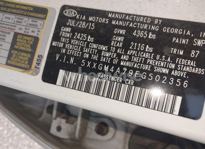 Photo 9 of 2015 Kia Optima LX (VIN 5XXGM4A79FG502356)