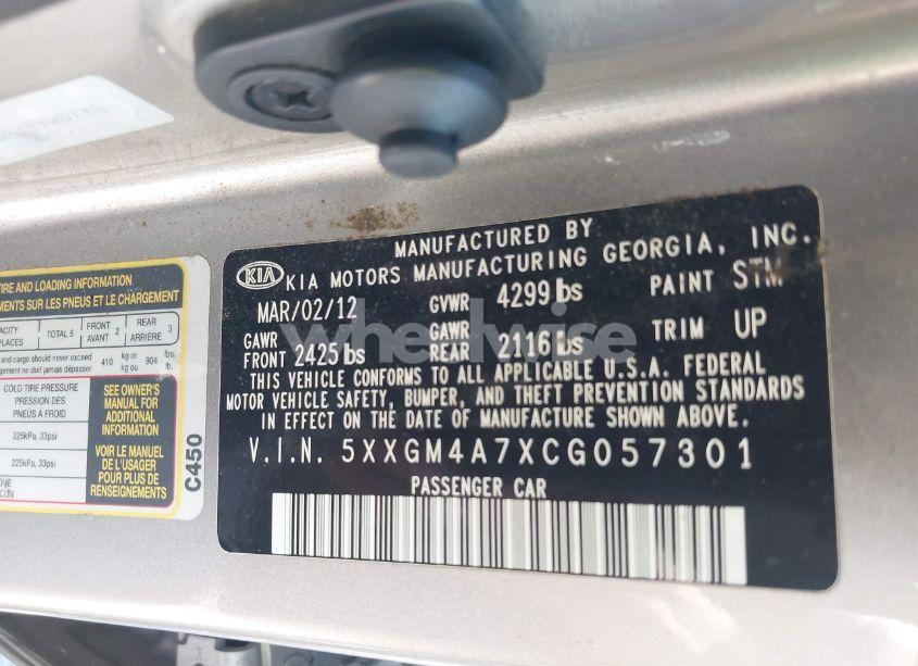 Photo 9 of 2012 Kia Optima LX (VIN 5XXGM4A7XCG057301)