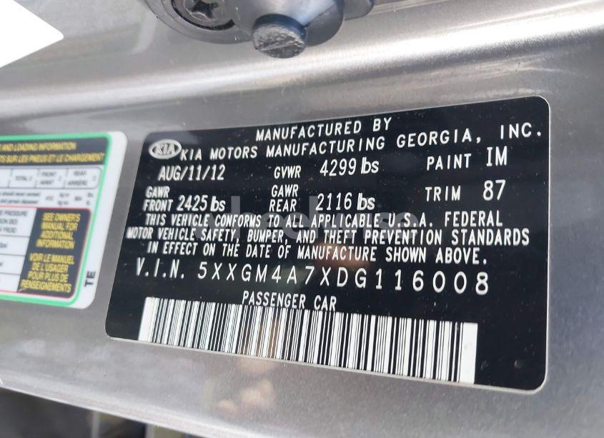 Photo 9 of 2013 Kia Optima LX (VIN 5XXGM4A7XDG116008)