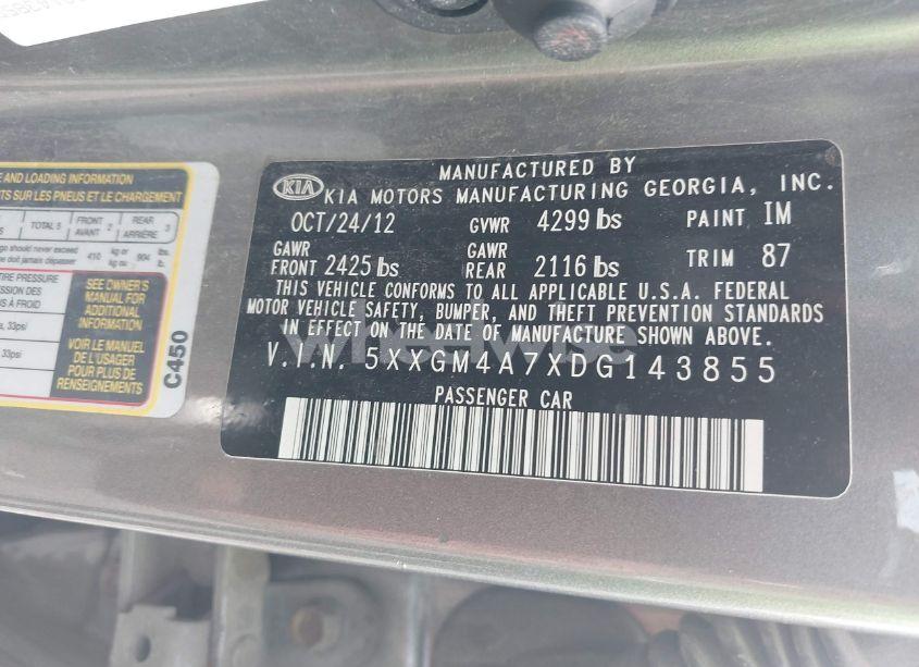 Photo 9 of 2013 Kia Optima LX (VIN 5XXGM4A7XDG143855)