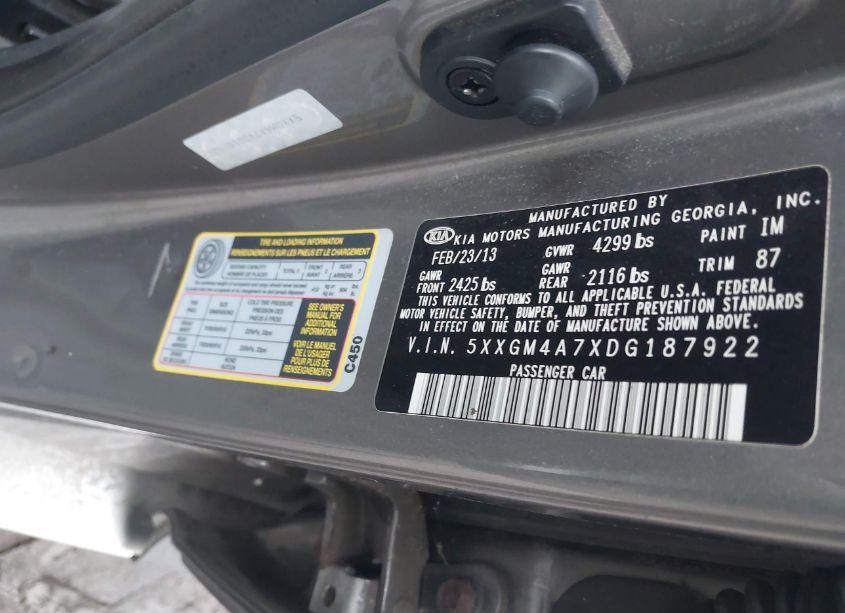 Photo 9 of 2013 Kia Optima LX (VIN 5XXGM4A7XDG187922)