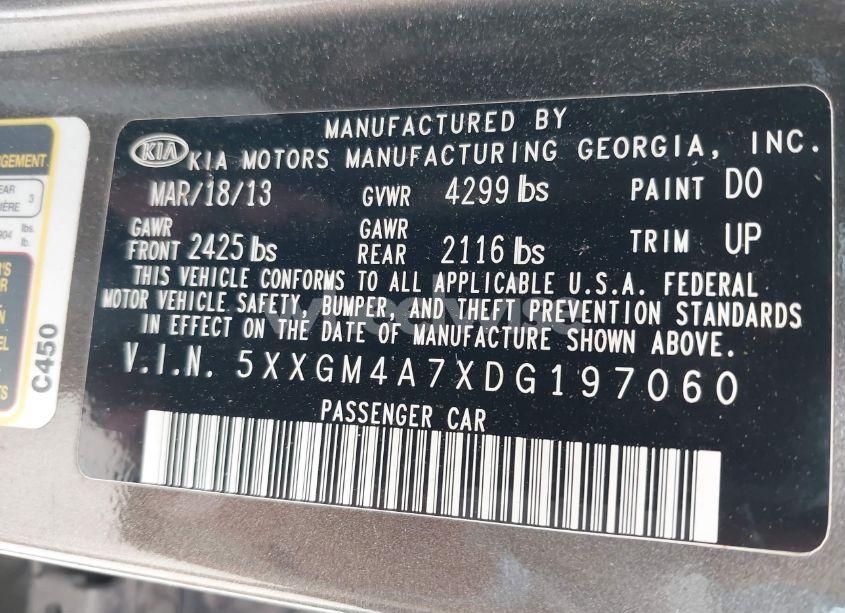 Photo 9 of 2013 Kia Optima LX (VIN 5XXGM4A7XDG197060)