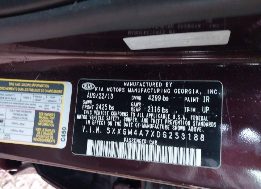 Photo 9 of 2013 Kia Optima LX (VIN 5XXGM4A7XDG253188)