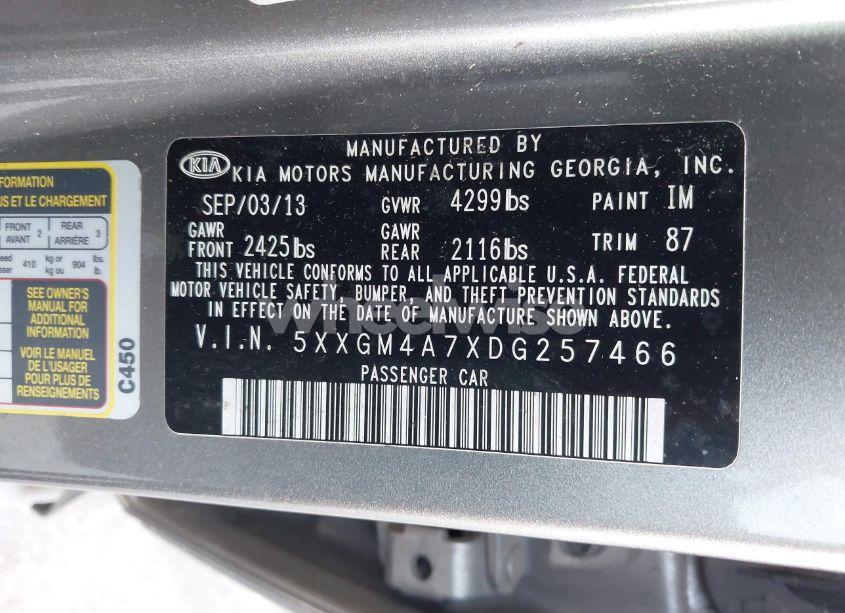 Photo 9 of 2013 Kia Optima LX (VIN 5XXGM4A7XDG257466)