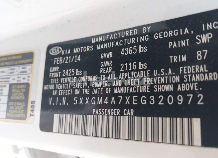 Photo 9 of 2014 Kia Optima LX (VIN 5XXGM4A7XEG320972)