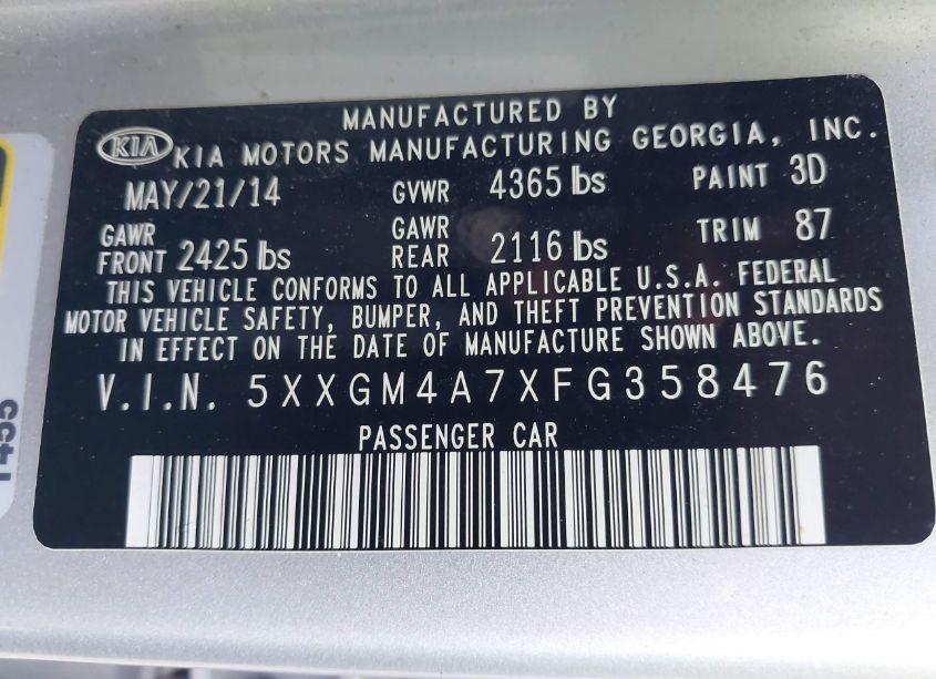 Photo 9 of 2015 Kia Optima LX (VIN 5XXGM4A7XFG358476)