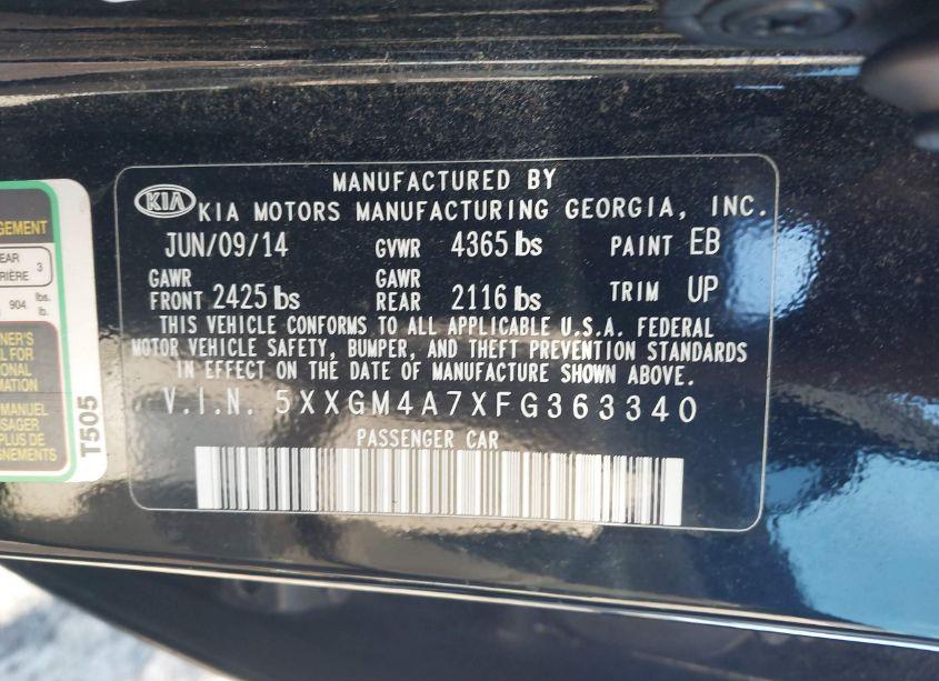 Photo 9 of 2015 Kia Optima LX (VIN 5XXGM4A7XFG363340)