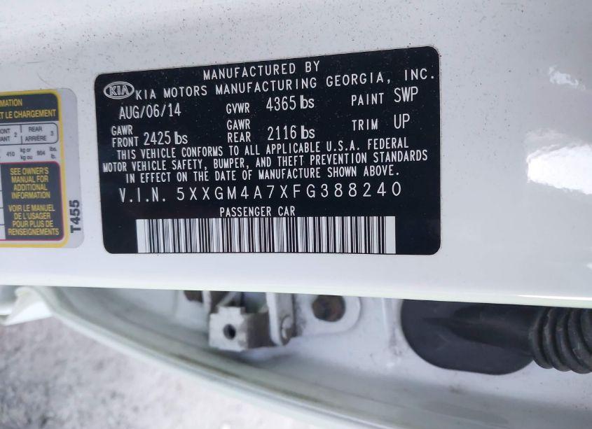 Photo 9 of 2015 Kia Optima LX (VIN 5XXGM4A7XFG388240)