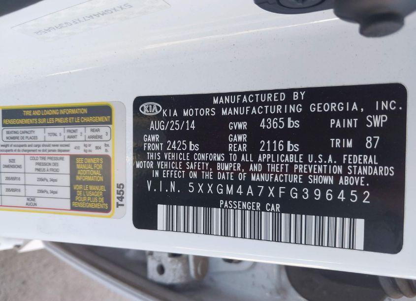 Photo 9 of 2015 Kia Optima LX (VIN 5XXGM4A7XFG396452)