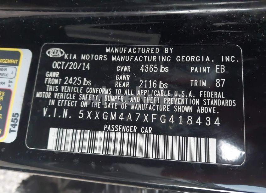 Photo 9 of 2015 Kia Optima LX (VIN 5XXGM4A7XFG418434)