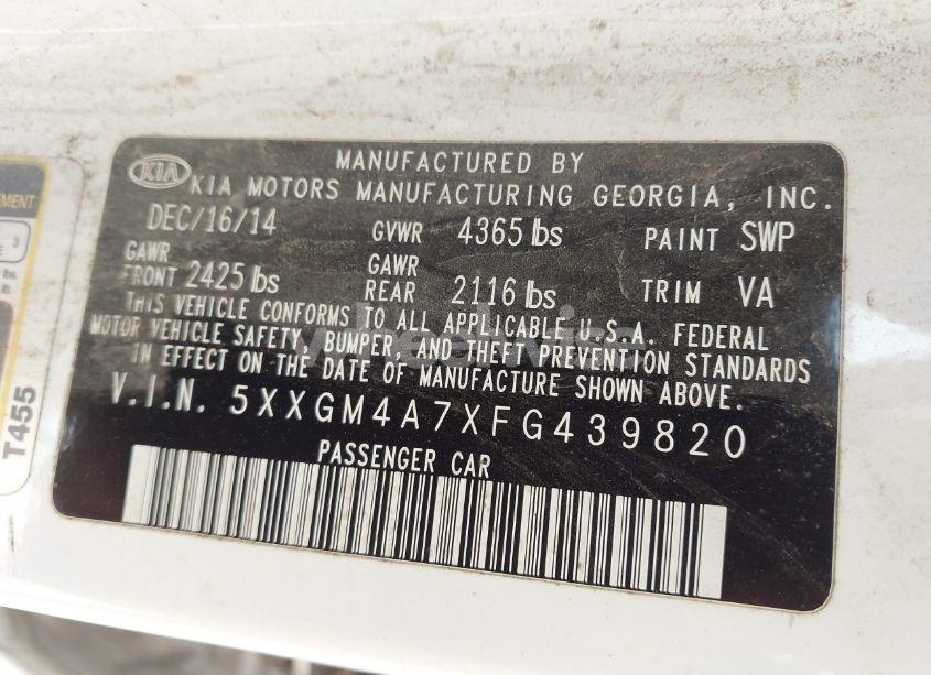 Photo 9 of 2015 Kia Optima LX (VIN 5XXGM4A7XFG439820)